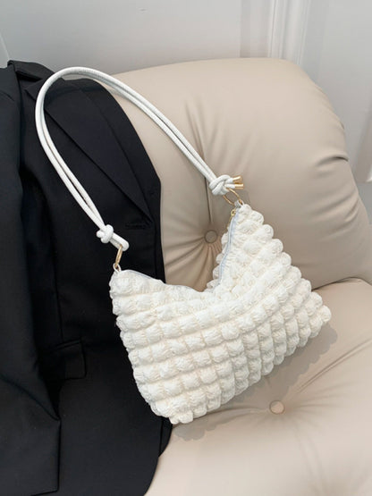 New soft square underarm bag simple solid color handbag White F