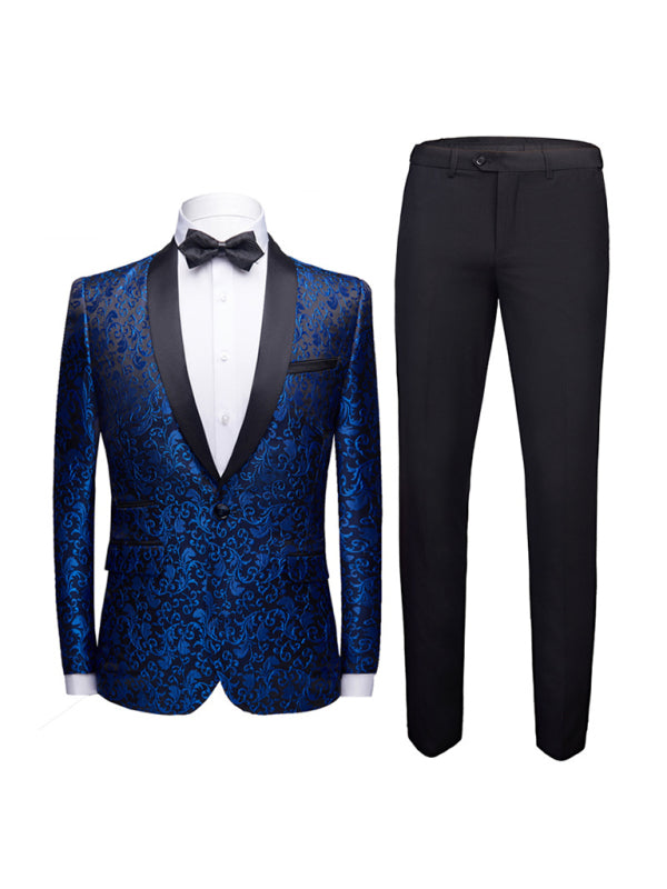 Men's Solid Lapel Collar Blazer with Welt Pocket | Slim Fit Business Jacket Blue