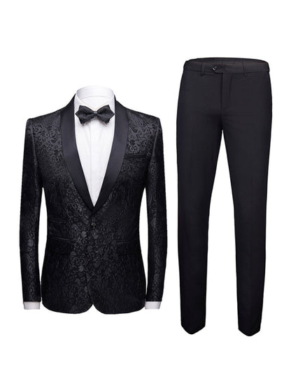 Men's Solid Lapel Collar Blazer with Welt Pocket | Slim Fit Business Jacket Black