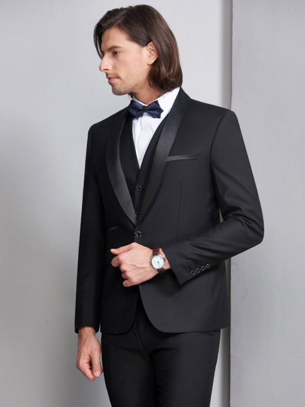 Men's Slim Fit Business Three-Piece Suit – Timeless Elegance for All Seasons