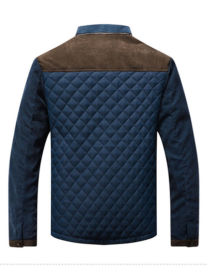 Blue Non-Hooded Casual Youth Jacket | Side Seam Pocket & Thickened Design