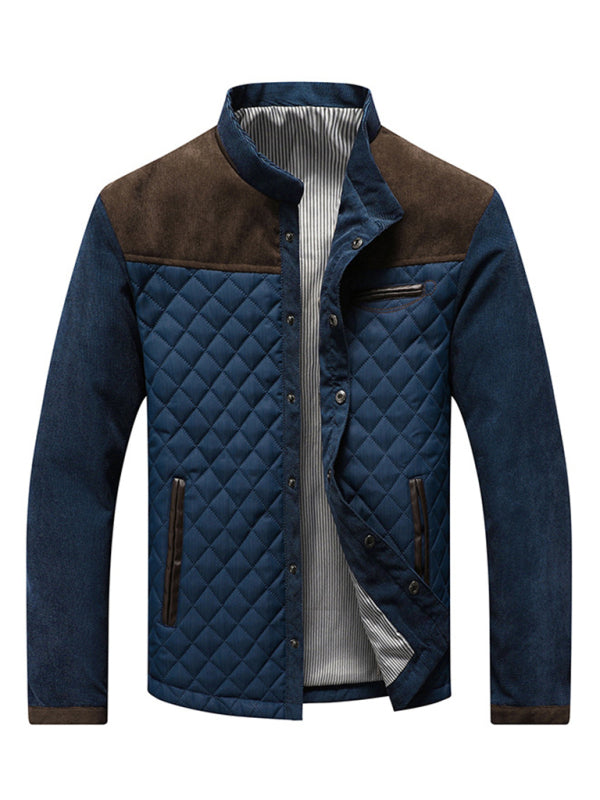 Blue Non-Hooded Casual Youth Jacket | Side Seam Pocket & Thickened Design