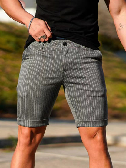 men's skinny plaid plus size casual shorts Charcoal grey