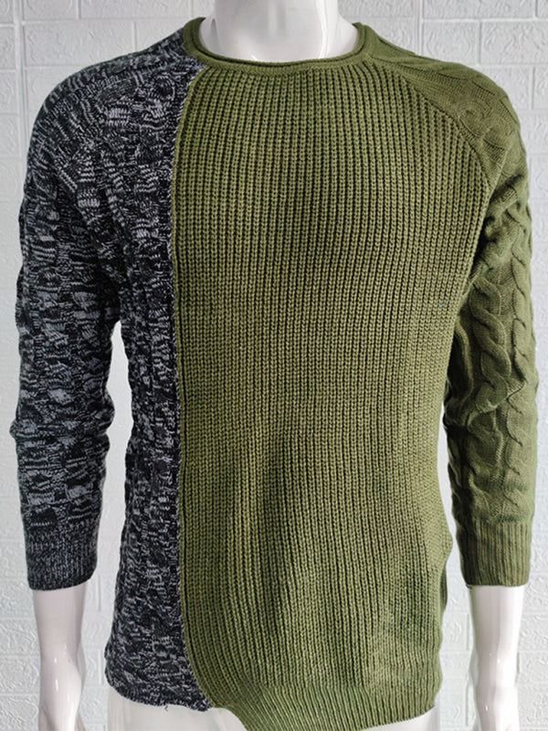 Men's new round neck long sleeve knitted slim sweater