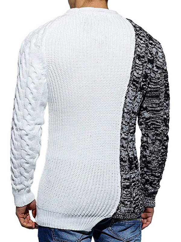 Men's new round neck long sleeve knitted slim sweater