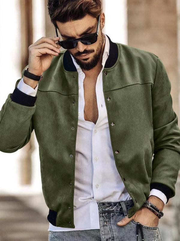 Men's new long sleeve casual cardigan jacket Green