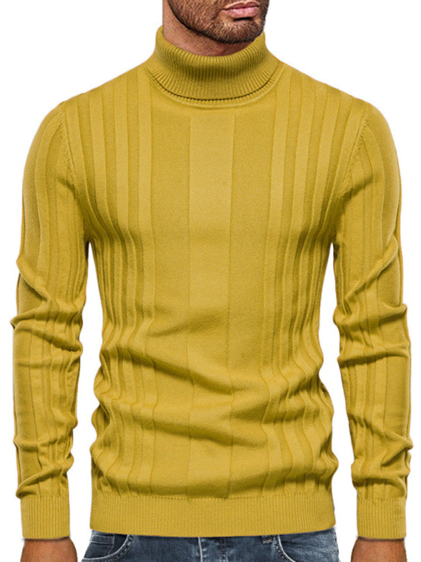 Men's new casual knitted basic base pullover turtleneck sweater Earth yellow