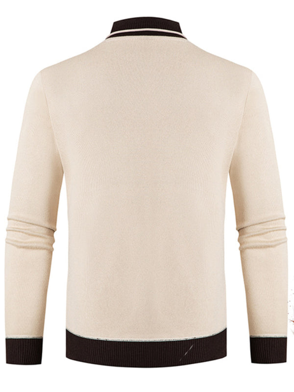 Men's new half turtleneck plus velvet slim long-sleeved sweater