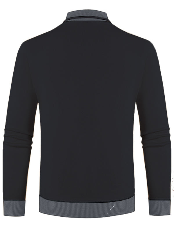 Men's new half turtleneck plus velvet slim long-sleeved sweater