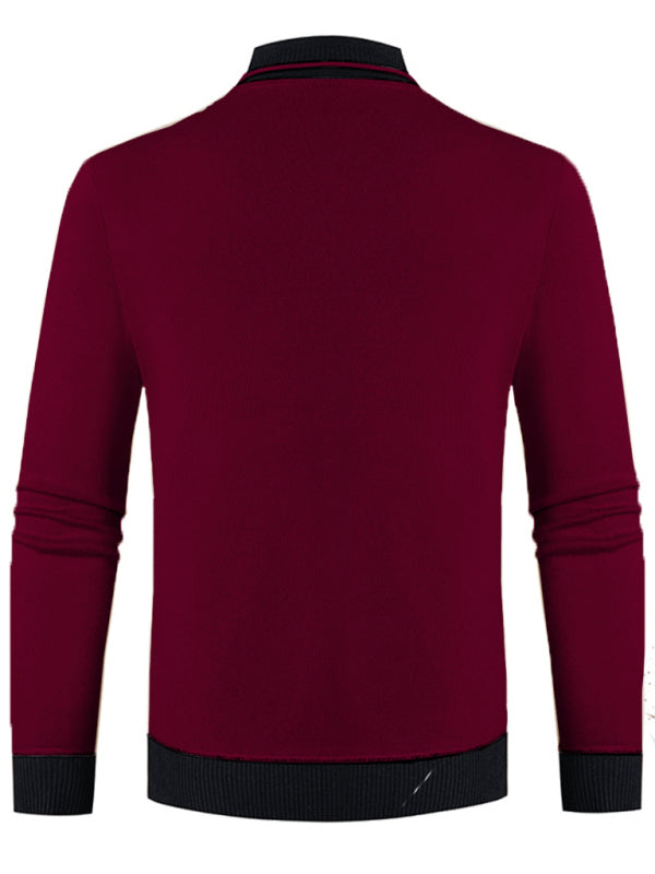 Men's new half turtleneck plus velvet slim long-sleeved sweater