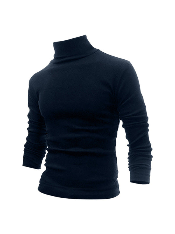 Men's Solid Color Turtleneck Long Sleeve T-Shirt Champlain color