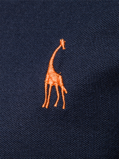 Men's short-sleeved lapel polo shirt with deer embroidery