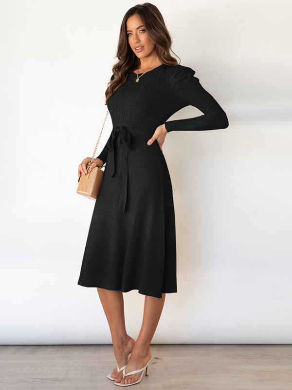 Women's Long Sleeve Cable Knit Sweater Dresses