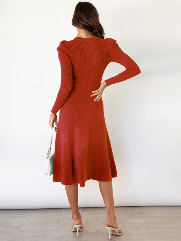 Women's Long Sleeve Cable Knit Sweater Dresses