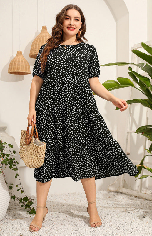 Women's Plus Size Short Sleeve Printed Dress