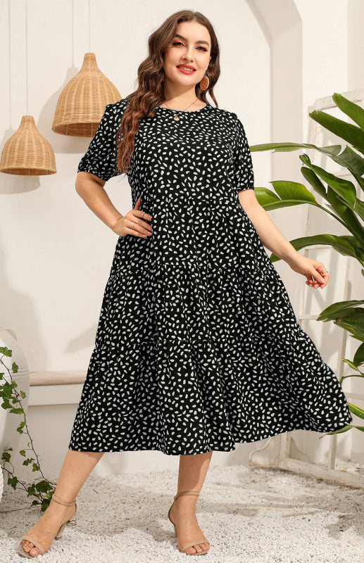 Women's Plus Size Short Sleeve Printed Dress