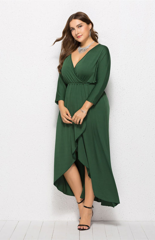 Women's Plus Size Solid Deep V Dress