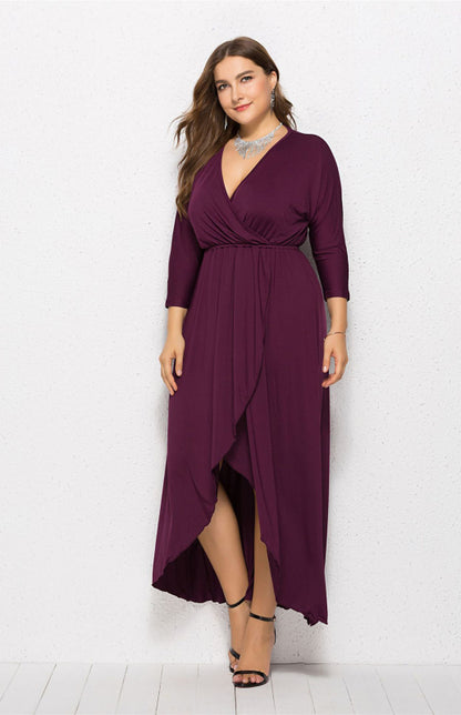 Women's Plus Size Solid Deep V Dress