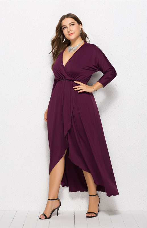 Women's Plus Size Solid Deep V Dress