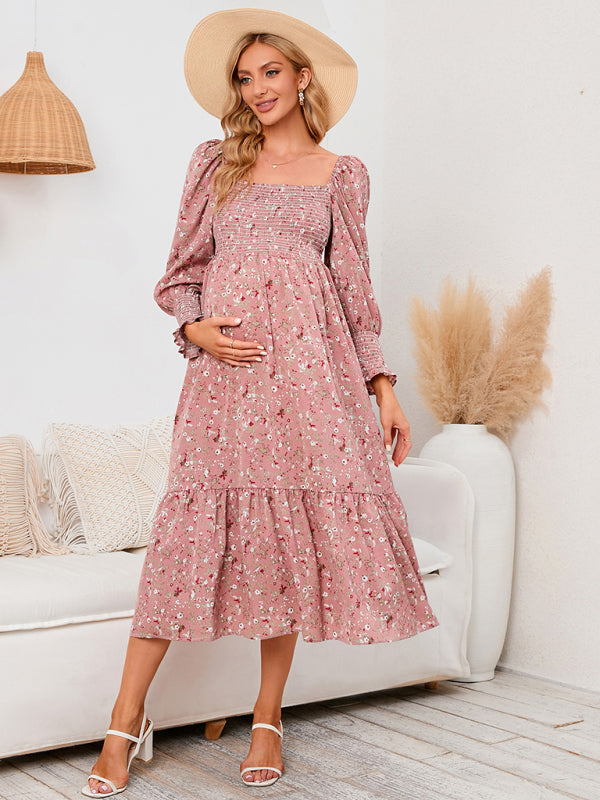 Women's chiffon dress small floral dresses Pink