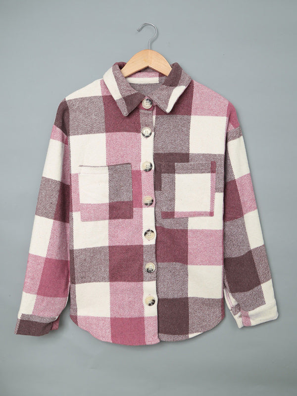 Plaid Shirt Women's New Breasted Pocket Casual Jacket