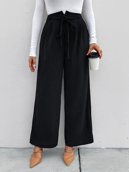 Women's elastic elastic loose wide leg long pants