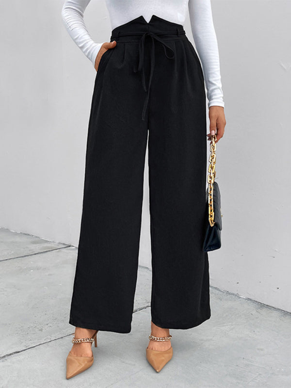 Women's elastic elastic loose wide leg long pants