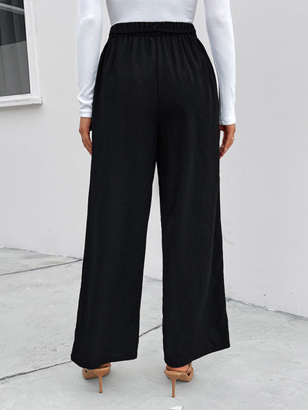 Women's elastic elastic loose wide leg long pants