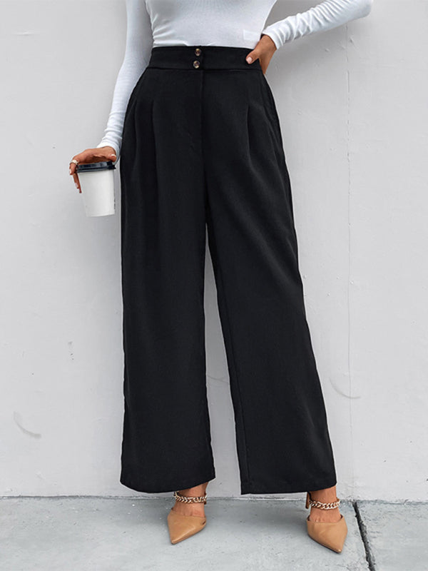 Women's elastic elastic loose wide leg long pants