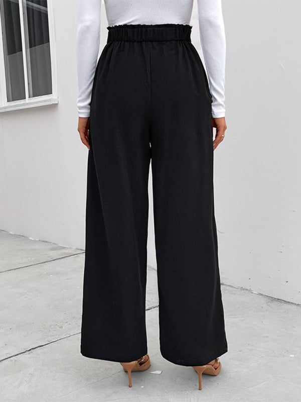 Women's elastic elastic loose wide leg long pants