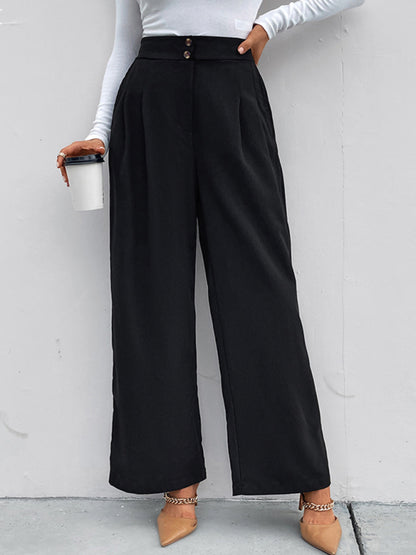 Women's elastic elastic loose wide leg long pants