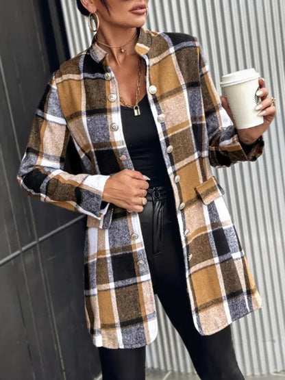 Women's new autumn and winter plaid woolen jacket