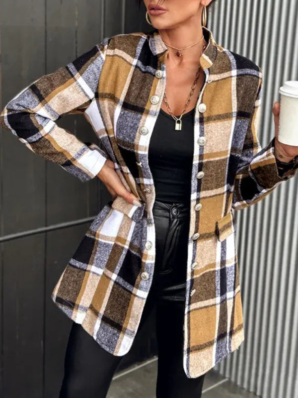 Women's new autumn and winter plaid woolen jacket