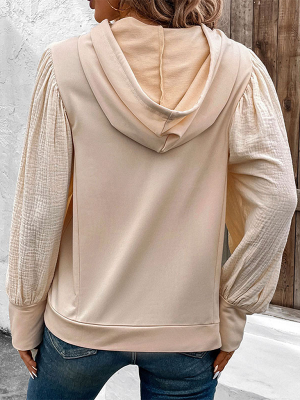 New women's puff sleeve hooded sweatshirt