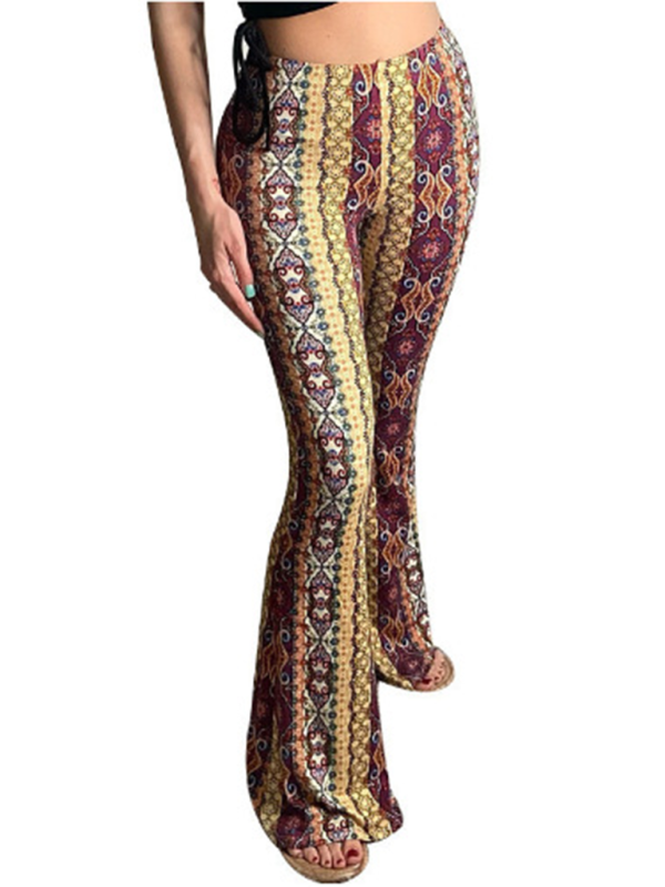 Boho Printed Skinny Micro Slim Sexy Casual Pants Ginger yellow