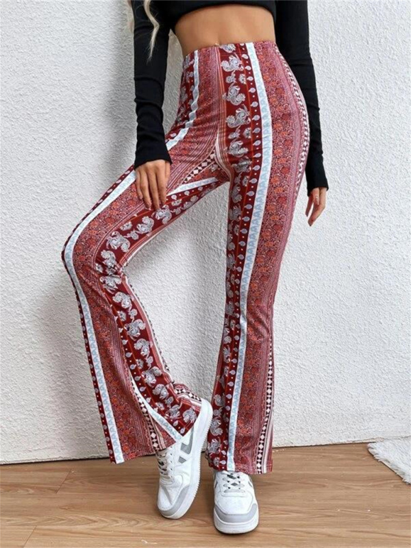 Boho Printed Skinny Micro Slim Sexy Casual Pants Red