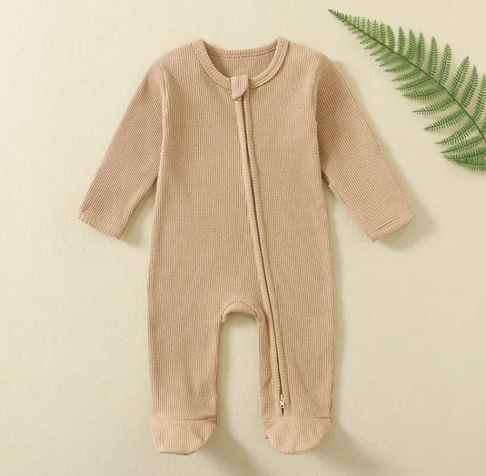 Cozy Zip Baby Jumpsuit Camel