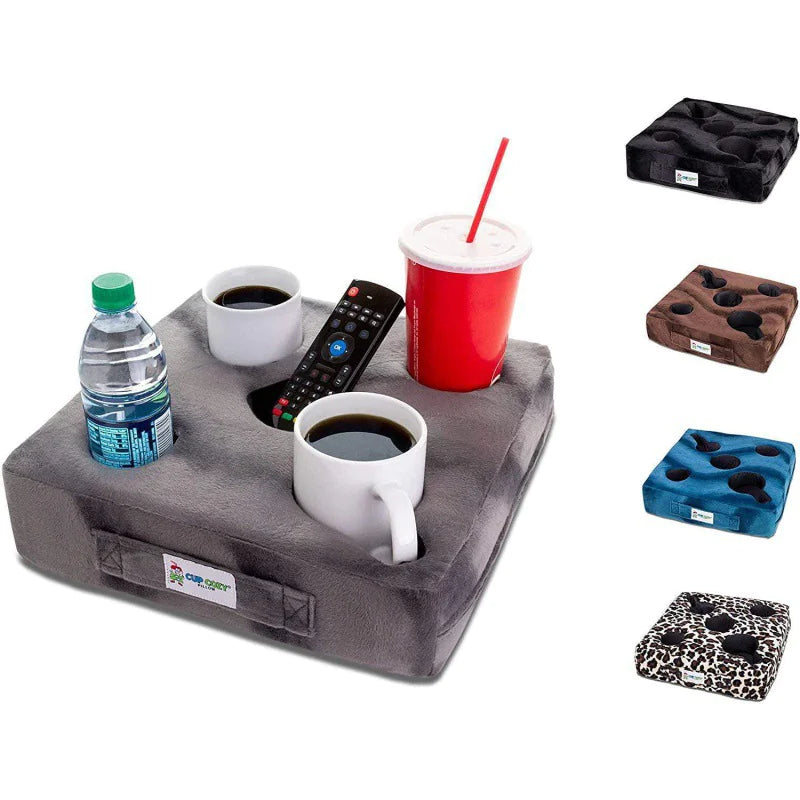 Anti-Overflow Couch Cup Holder Grey Square